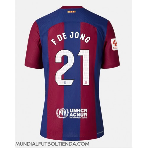 Camiseta Barcelona Frenkie de Jong #21 Primera Equipación Replica 2023-24 mangas cortas